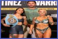 Ebanie Bridges strips down to bra and knickers for weigh in ahead of world title fight with Maria Cecilia Roman